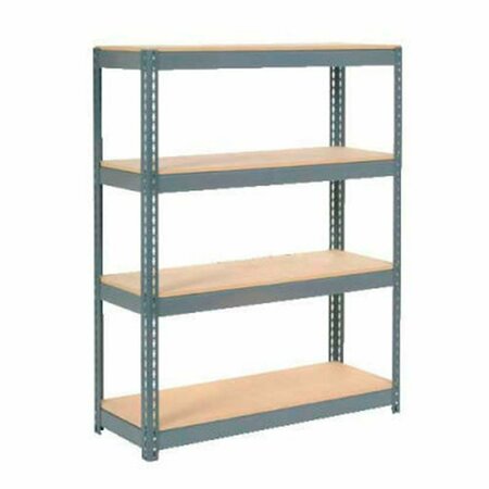 GLOBAL INDUSTRIAL 4 Shelf, Extra HD Boltless Shelving, Starter, 48inW x 24inD x 72inH, Wood Deck 255679